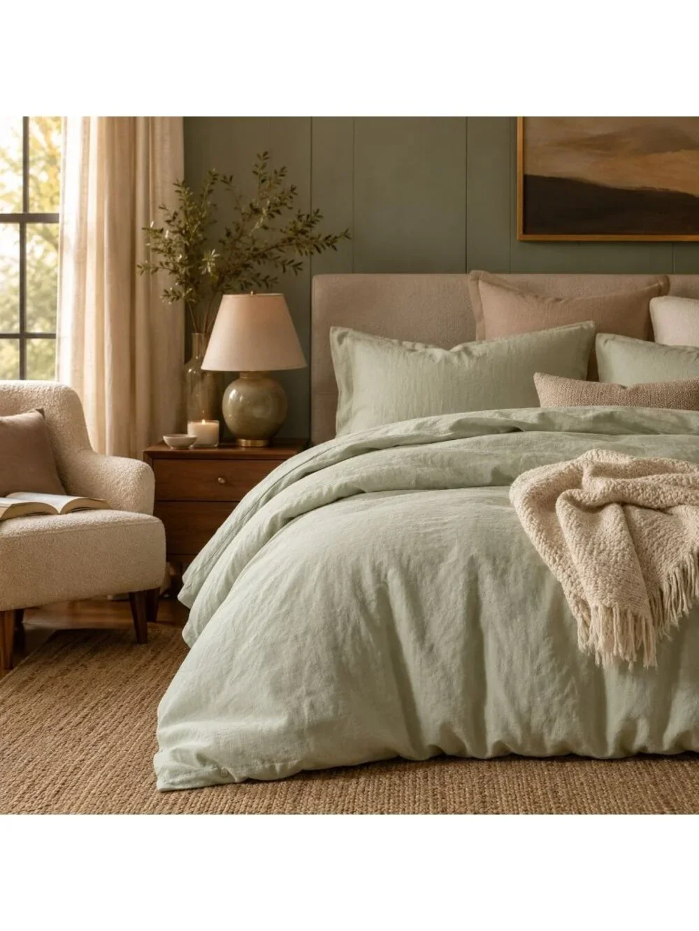 S15 | Quince European Linen Duvet Cover Full Queen Sage (retired) NWOT